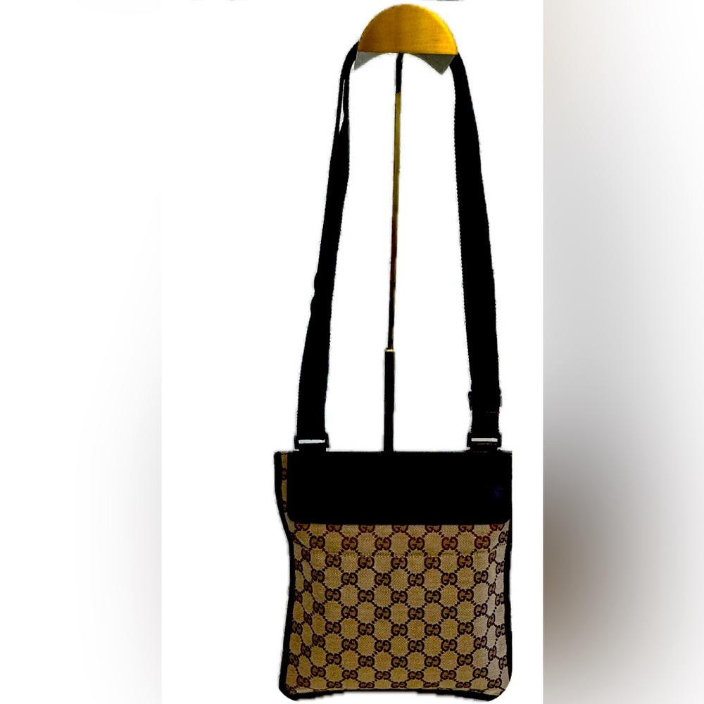 Gucci GG Pattern Leather and canvas Crossbody Bag